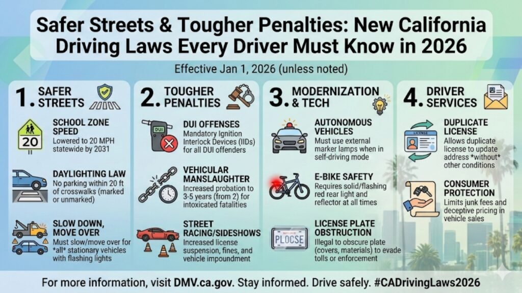 Safer Streets & Tougher Penalties: New California Driving Laws Every Driver Must Know in 2026