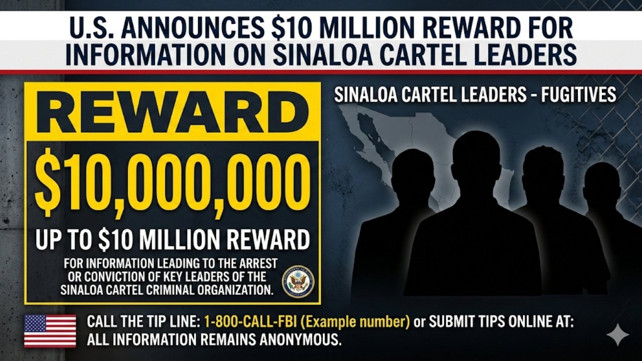 US Announces $10 Million Reward for Information on Sinaloa Cartel Leaders